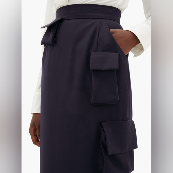 NWT Natasha Zinko asymmetric midi skirt in navy - Picture 5 of 5